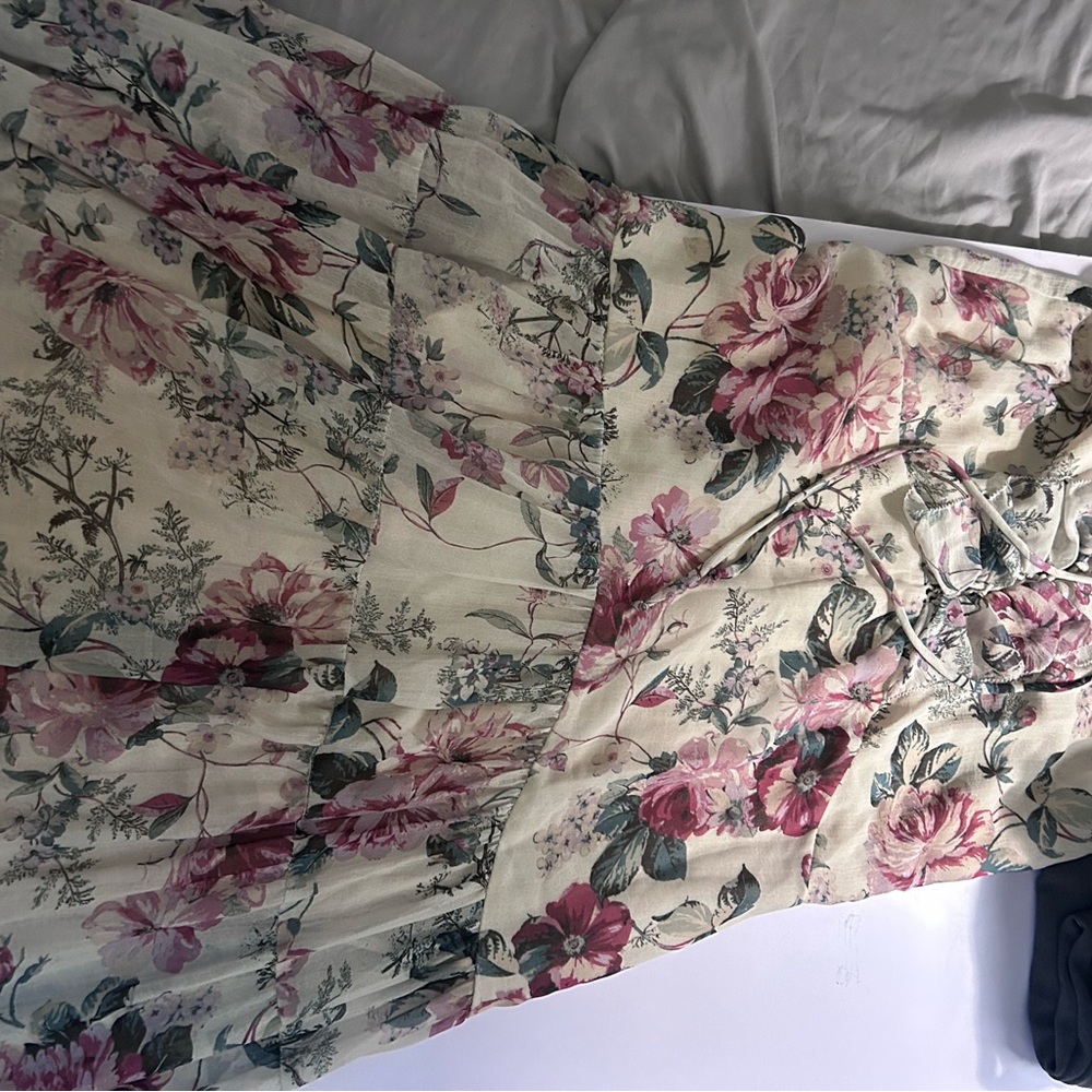 Floral Maxi Dress in Cream and Pink